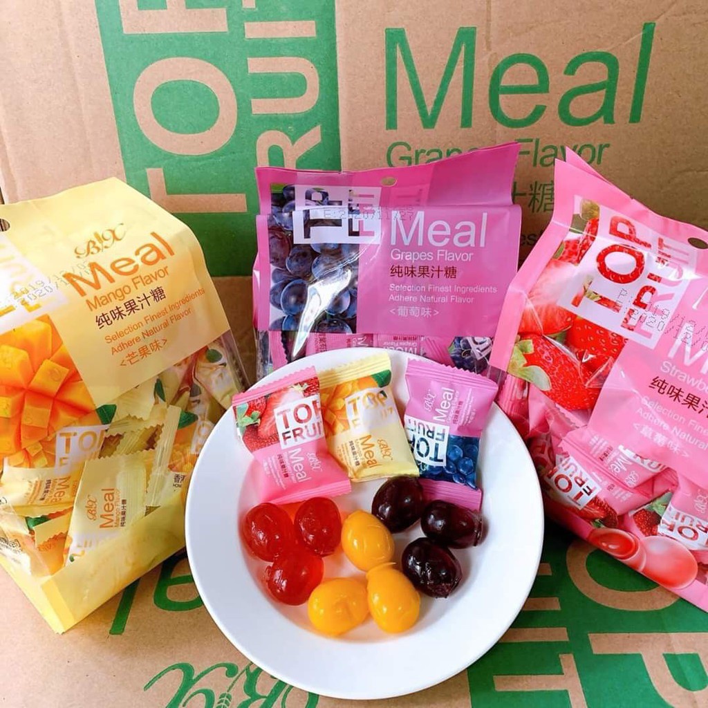 [Siêu Sale] [Rẻ vô địch] [Có sẵn] [Ảnh thật] Kẹo dẻo nhân trái cây tươi Top Fruit BX Meal Hồng Kông Bịch 320g