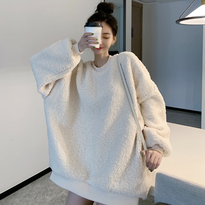 Korean version of lamb wool sweater women autumn and winter loose thick wool coat