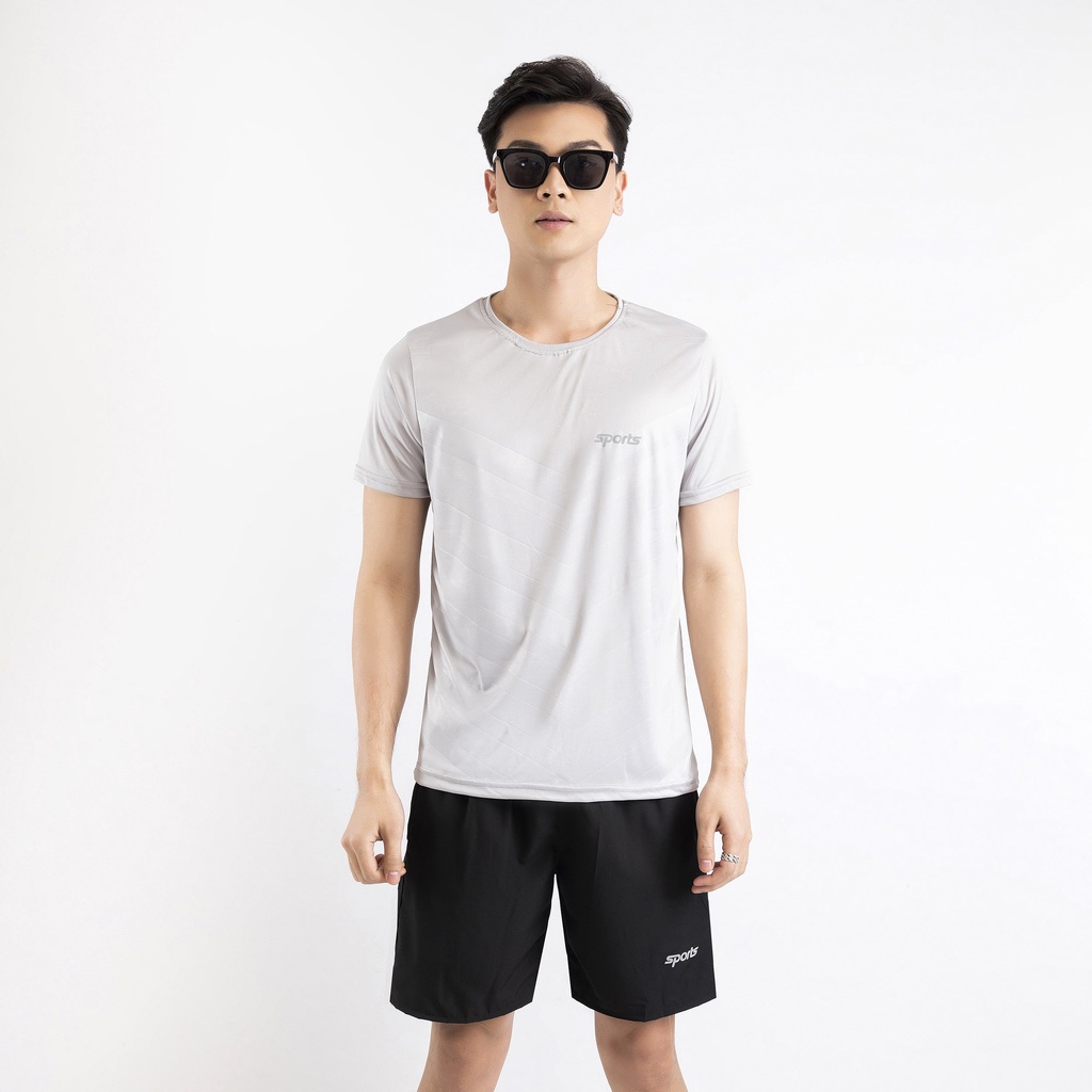 Bộ quần áo cộc tay mùa hè nam in chữ sports DINO SPORTS set quần áo thể thao chất thun mát thoáng khí
