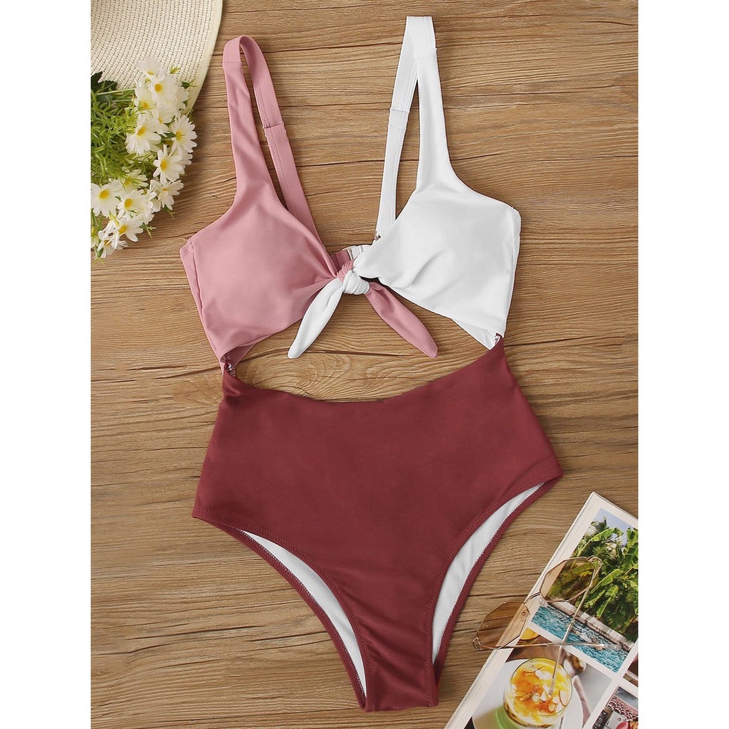 Bikini Một Mảnh Thắt Nút Phía Trước Màu Sắc Dành Cho Nữ