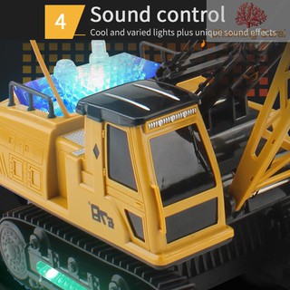 CHAR Remote Control Electric Construction Crane Music Sound Colorful Light 360 Degree Rotation for Kids Children