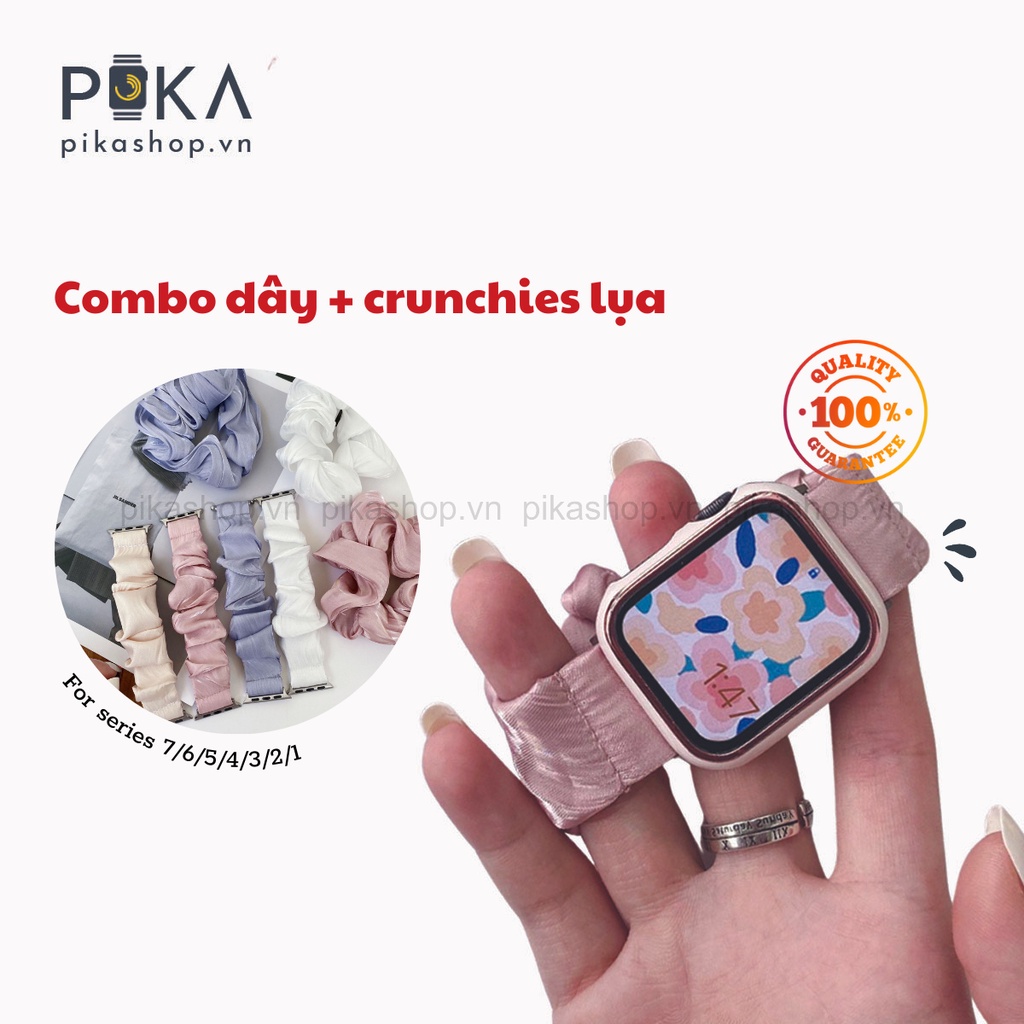 Combo cột tóc + dây đeo vải lụa AW 7/6/5/4/3/2/1 Đủ 38/40/42/44mm