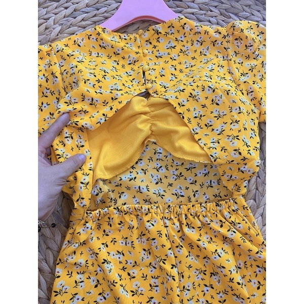 Đầm maxi lụa hở lưng kèm mút ngực đi biển🔥FREESHIP🔥 đầm hoa nhí du lịch xẻ tà tiểu thư