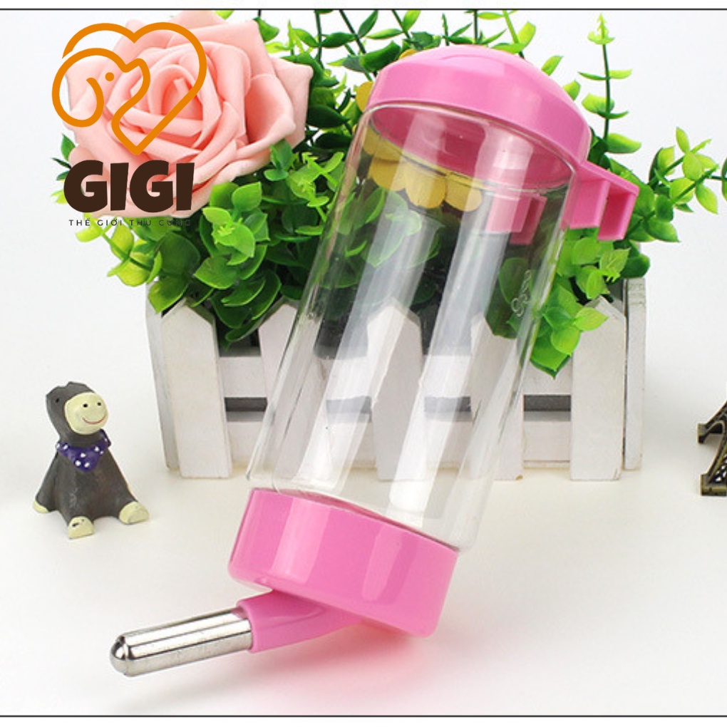Bình nước gắn chuồng cho thú cưng uống tự động phụ kiện chó mèo dung tích 400ml giao màu ngẫu nhiên - GiGi Pet Shop
