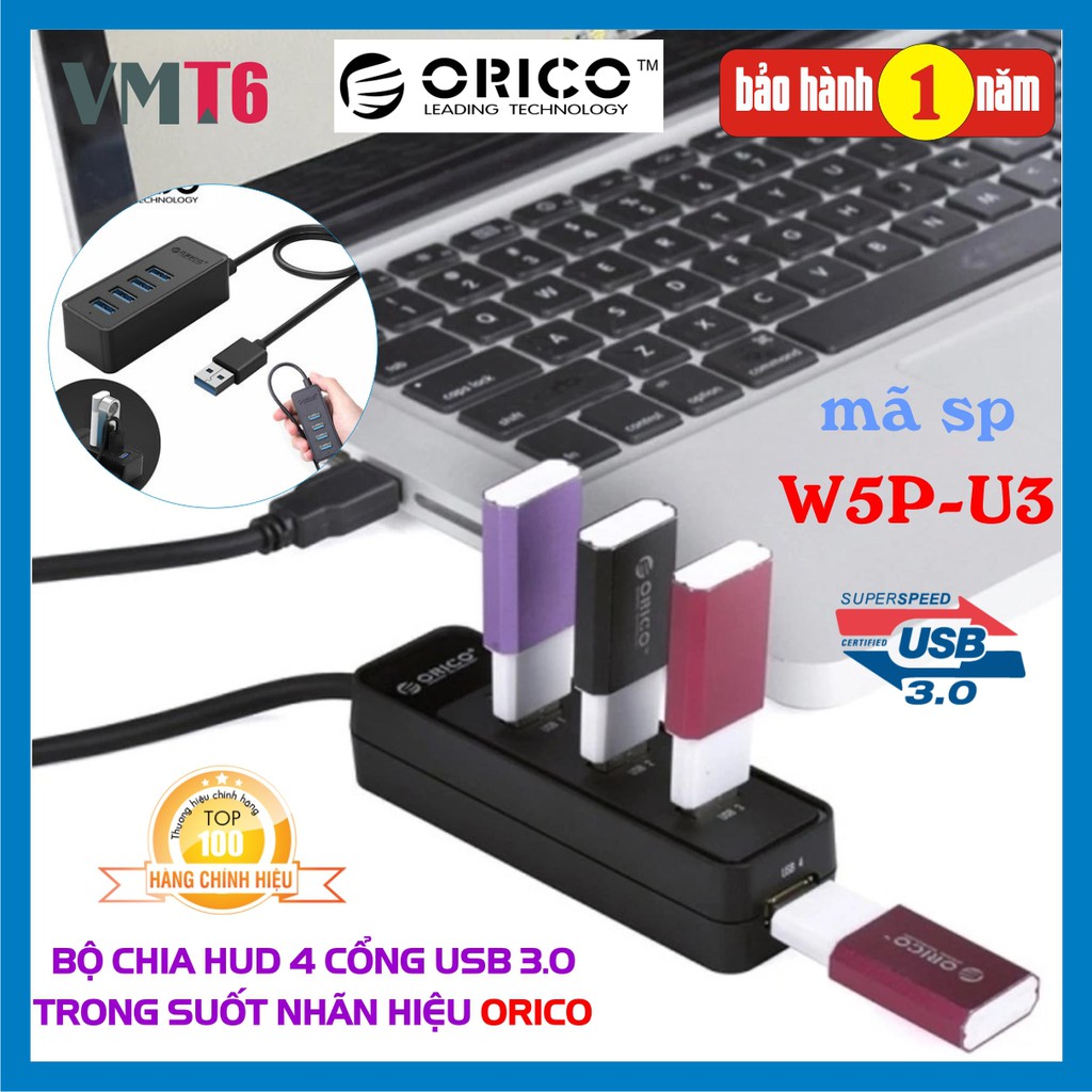 [ CHÍNH HÃNG] Bộ chia HUB chia 4 cổng USB 3.0 (Hub USB 3.0) Orico W5P-U3 - Bảo hành 12 tháng!