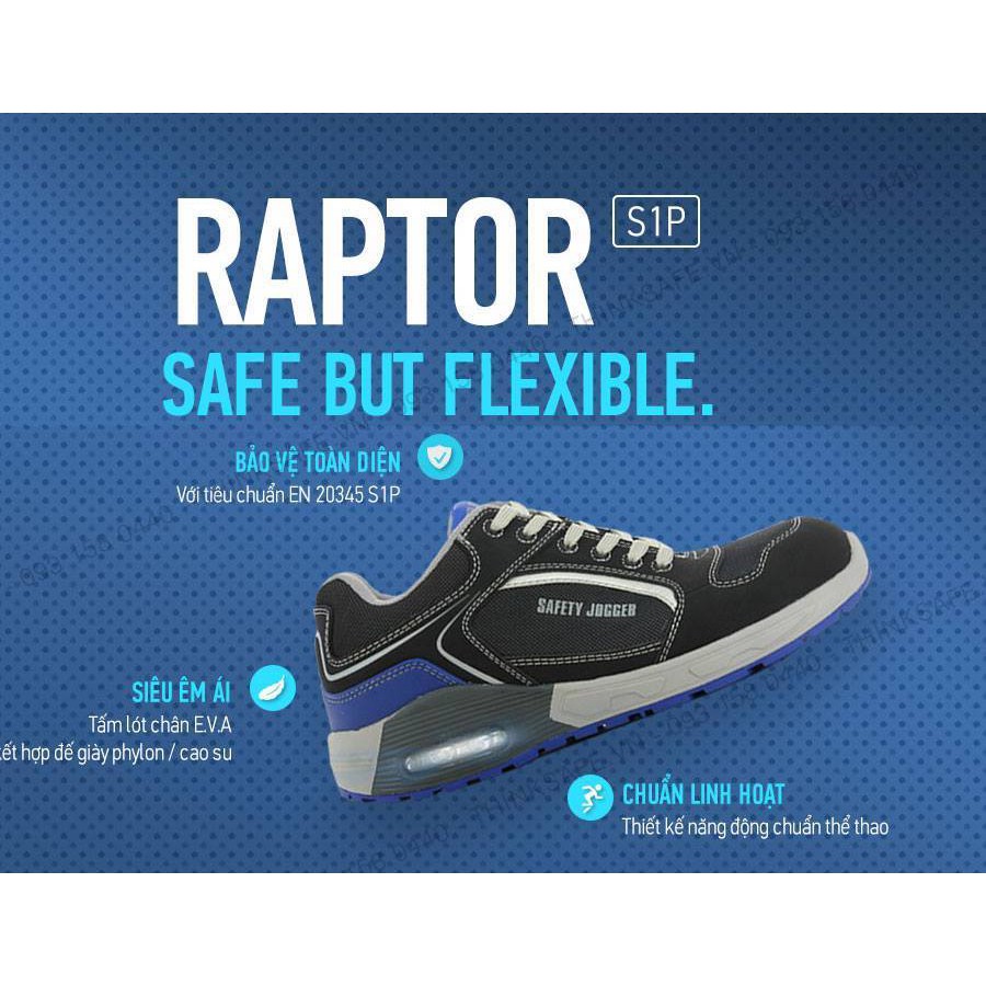 Giày bảo hộ lao động Safey Jogger Raptor S1P SRC kiểu dáng thể thao, chống đâm xuyên, chống tĩnh điện (đen xanh)