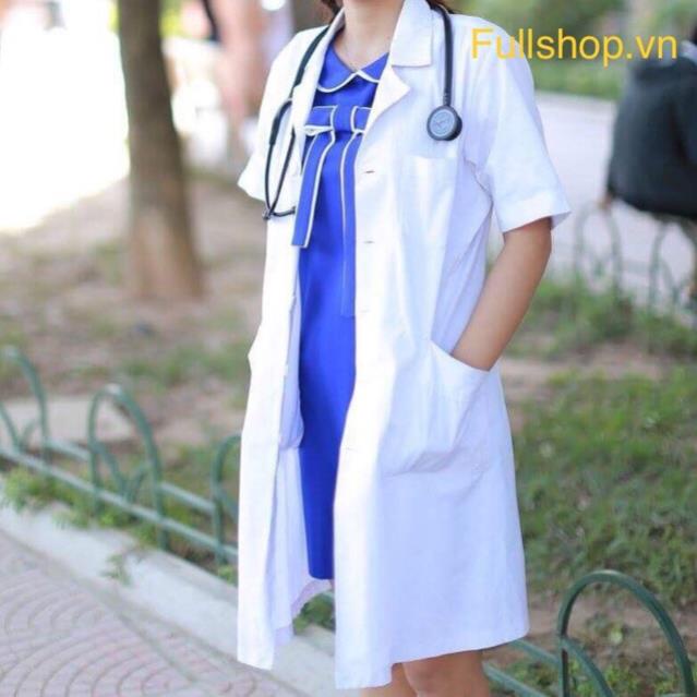 Áo Blouse bác sĩ nam nữ, áo choàng bác sĩ nữ cộc tay