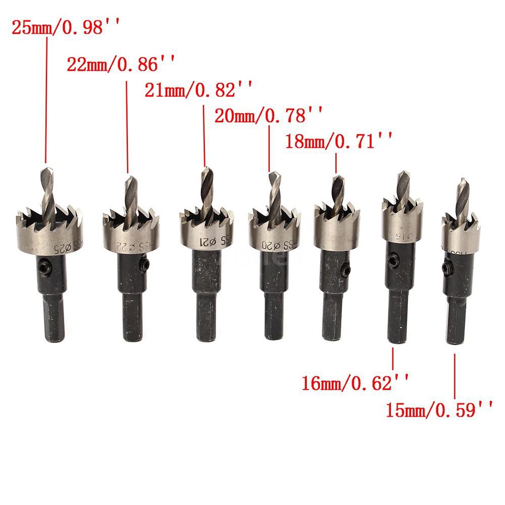 zone1 12PCS HSS Drill Bit Hole Saw Tooth Set Stainless Steel Metal Alloy Cutter 15-50mm