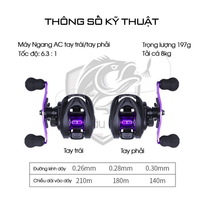 Máy Câu Ngang Pro AC Máy Câu Lure Tay Trái Và Tay Phải Chất Lượng Có 3 Màu