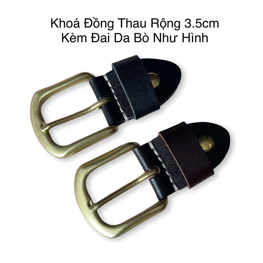 Mặt Khóa Thắt lưng Nam KD01 Khóa Kim Chất Liệu Đồng Thau Rộng 3.5cm Kèm Đai Da Bò Hai Màu Đen Nâu