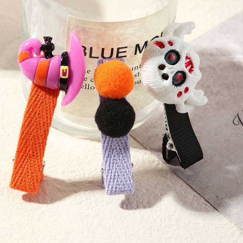 Set 3 Kẹp Tóc Kim Loại Hình Quả Bí Ngô / Ma Quỷ Phong Cách Halloween