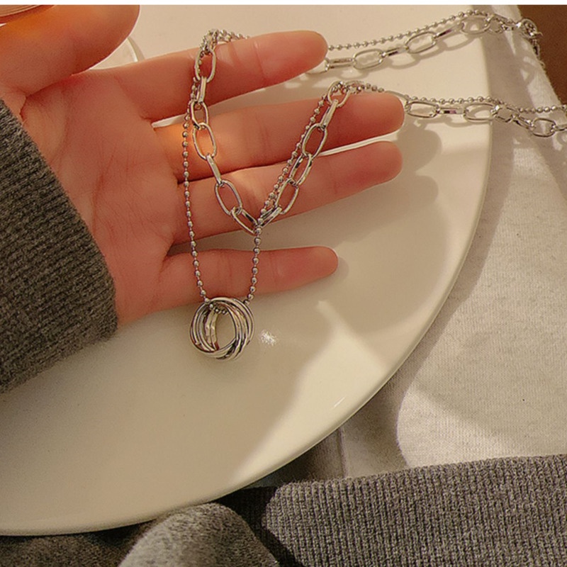 Vòng cổ Hai Lớp Phong Cách Hip Hop Hàn Quốc Thời Trang