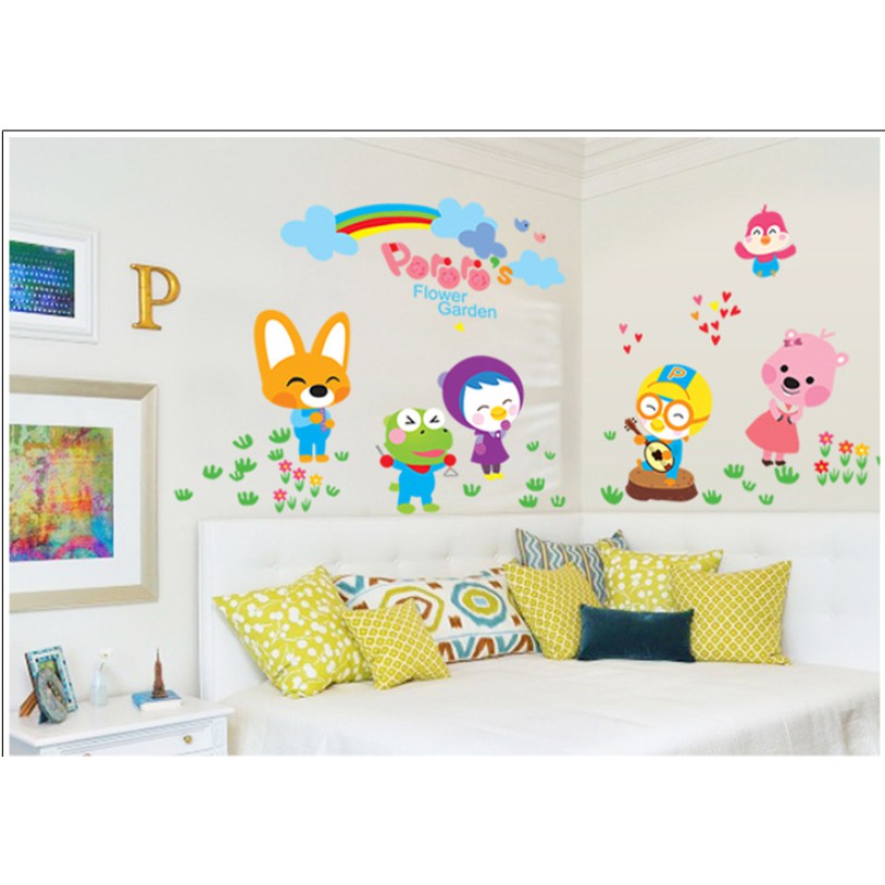 Decal dán tường cầu vòng và thú