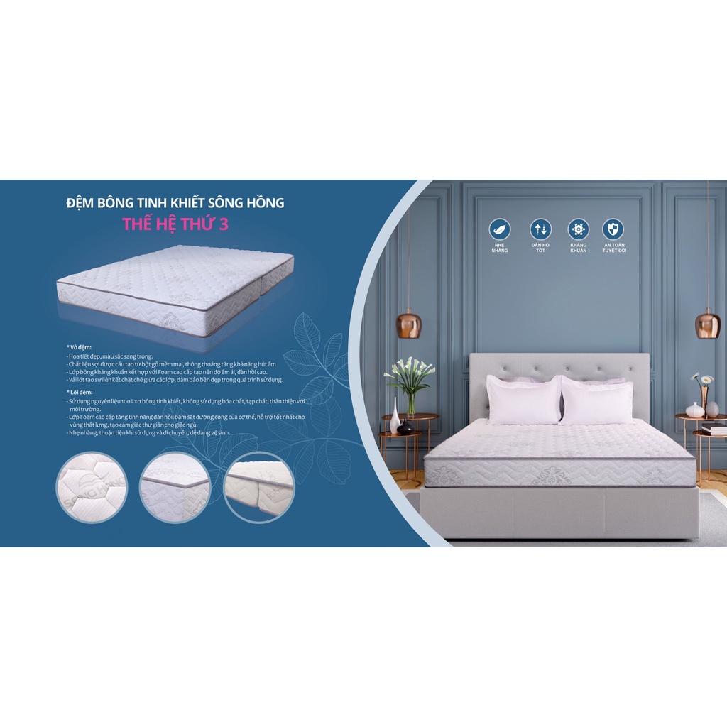 Đệm Bông Ép Sông Hồng Thể Hệ 3 rẻ nhất Shopee
