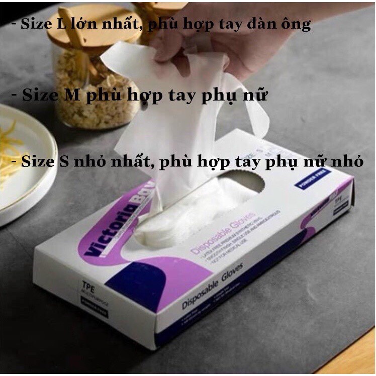 Hộp 100 Chiếc Găng Tay Victoria Bay Siêu Dai Đeo Vừa Vặn Tay Để Các Mẹ Nội Trợ Dễ Chế Biến )