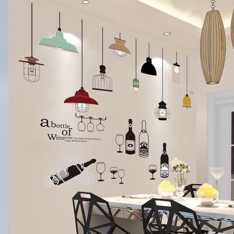 [NHIỀU MẪU] Decal dán tường ⚡️𝐅𝐑𝐄𝐄 𝐒𝐇𝐈𝐏⚡️ Decal dán tường Dàn đèn kệ rượu - PVC chống thấm nước, keo siêu dính