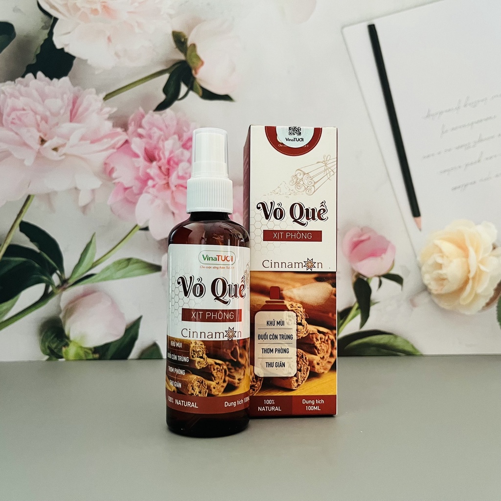 Chai Xịt Thơm Phòng Tinh Dầu Quế VINA TƯƠI 100ml Thơm Phòng Khử Mùi Phòng Nhà Vệ Sinh
