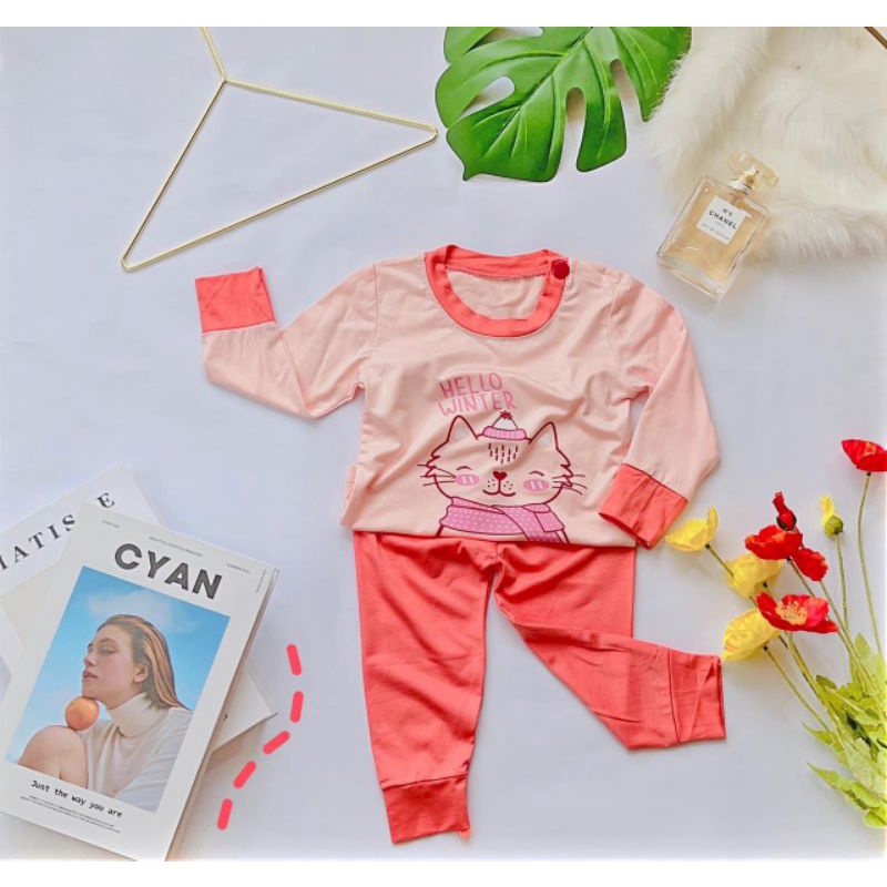 Bộ thun lạnh dài tay cho bé trai bé gái (khuy cài vai)