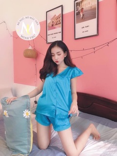 Bộ lụa viền ren mặc nhà