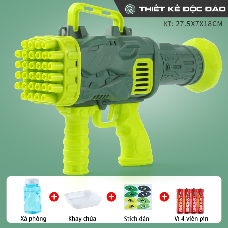 Máy bắn bong bóng xà phòng Súng bắn bong bóng 32 nòng hình khủng long - LEGO3D.VN
