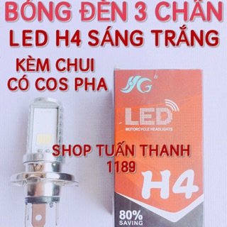 BÓNG ĐÈN PHA LED XE MÁY 12V 3 CHÂN KÈM CHUI CÓ COS PHA