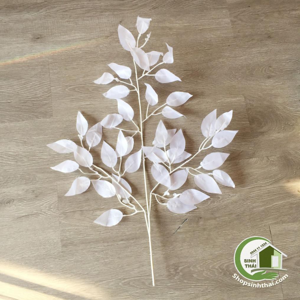 Cành lá cây màu trắng - lá cây giả phụ kiện chụp hình ảnh trang trí