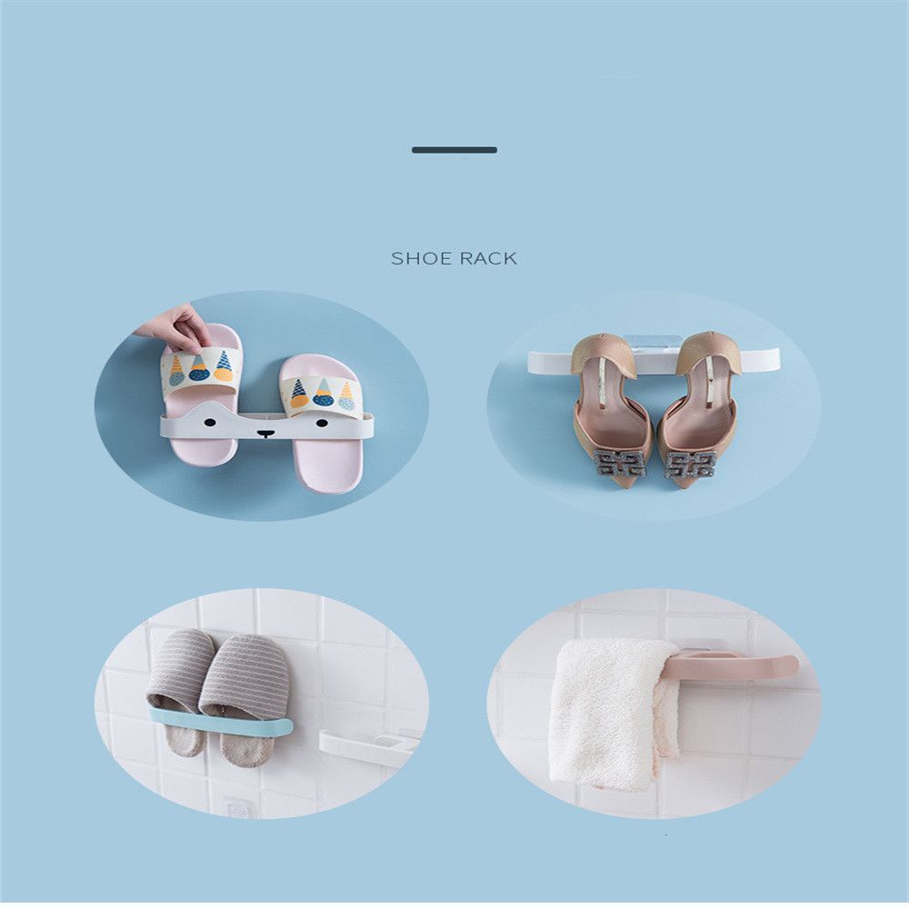 Kệ Để Dép Gắn Tường Màu Trơn Không Cần Khoan Tiện Dụng