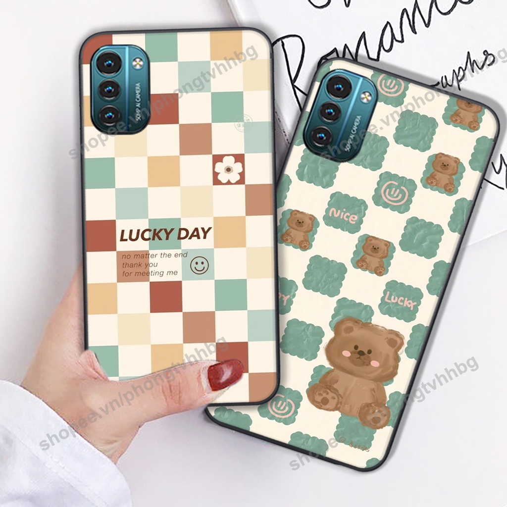Ốp lưng Nokia G11 - Nokia G21- Nokia X5 - Nokia X6 trái tim mặt cười hình gấu bo viền cực đẹp