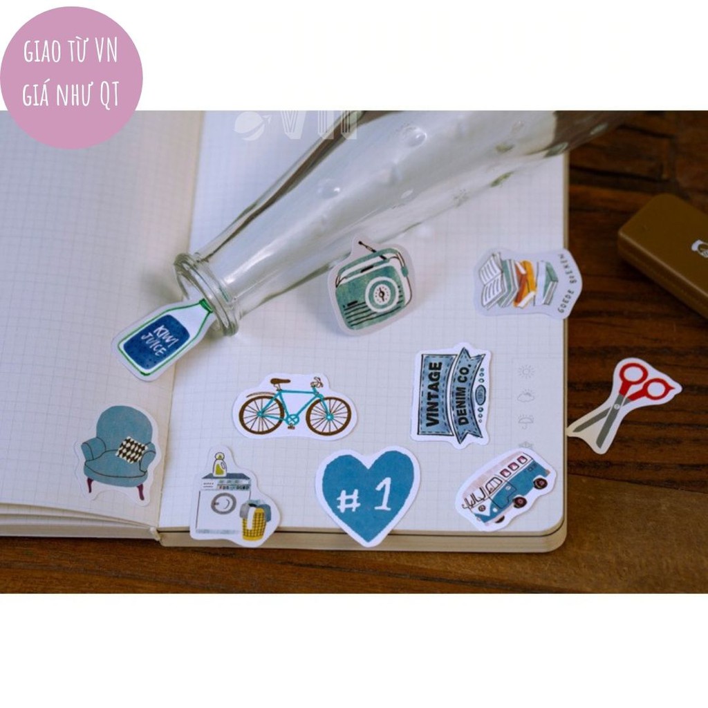 Hộp 50 Nhãn dán sticker nhiều chủ đề khác nhau (Lọ ước, kỳ lân, rừng, dâu hồng,...) trang trí sổ tay ST92