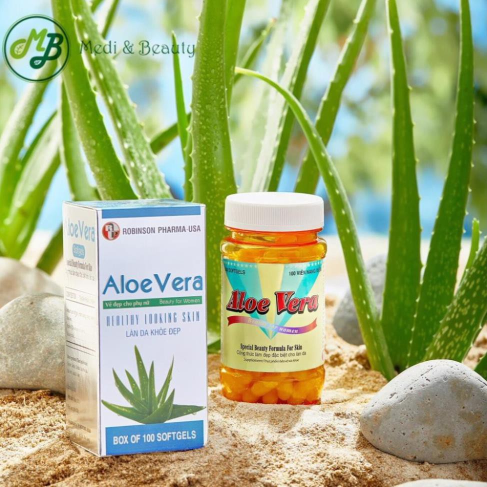 Viên Uống Aloe Vera Giúp Dưỡng Ẩm,Chống Lão Hóa,Sáng Da Ngăn Ngừa Mụn.Chai 100 Viên