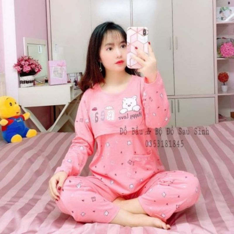 ( ĐƯỢC CHỌN MÀU ) Bộ Quần Áo Bầu Và Sau Sinh Mở Nắp Vải Cotton Cho Mẹ 45-65kg / nhiều mẫu