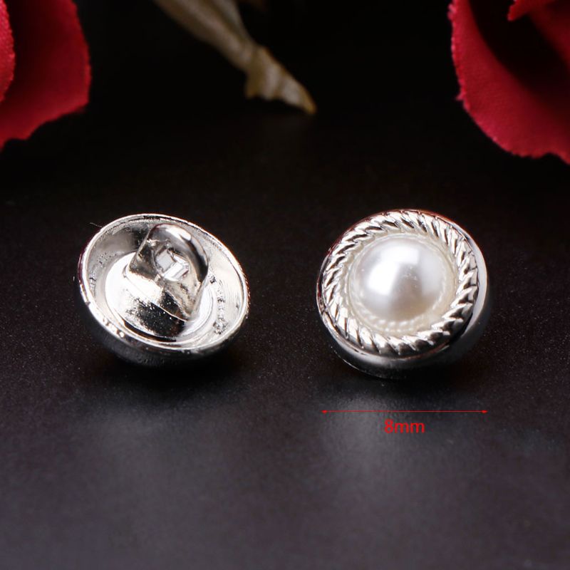 10 Nút Ngọc Trai Giả Bằng Nhựa Hình Số 8 Dùng May Vá Thủ Công DIY