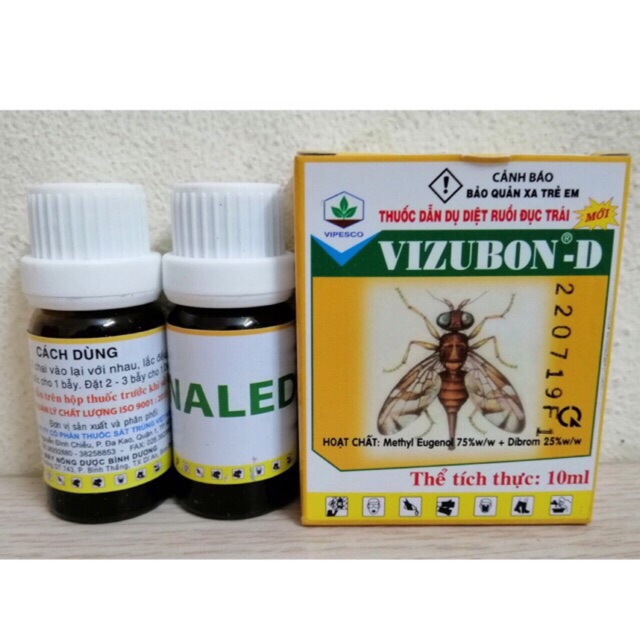 [Combo 5cặp] Thuốc dẫn dụ ruồi vàng đục trái VIZUBON-D - 2chai/hộp nhỏ