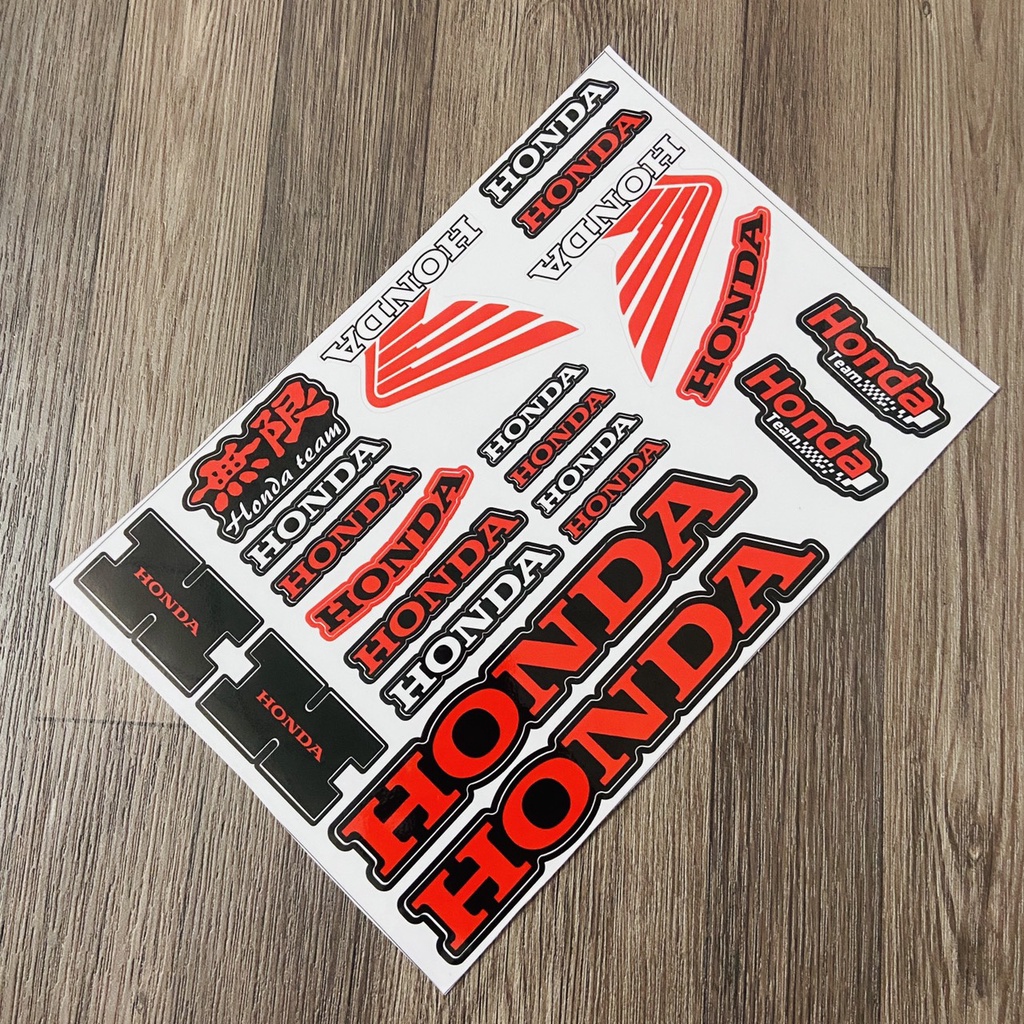 (Giá nguyên miếng) Trọn bộ tem LOGO, tem huy hiệu HONDA cánh chim WINGS độ màu, tem in nền carbon cắt LAZE