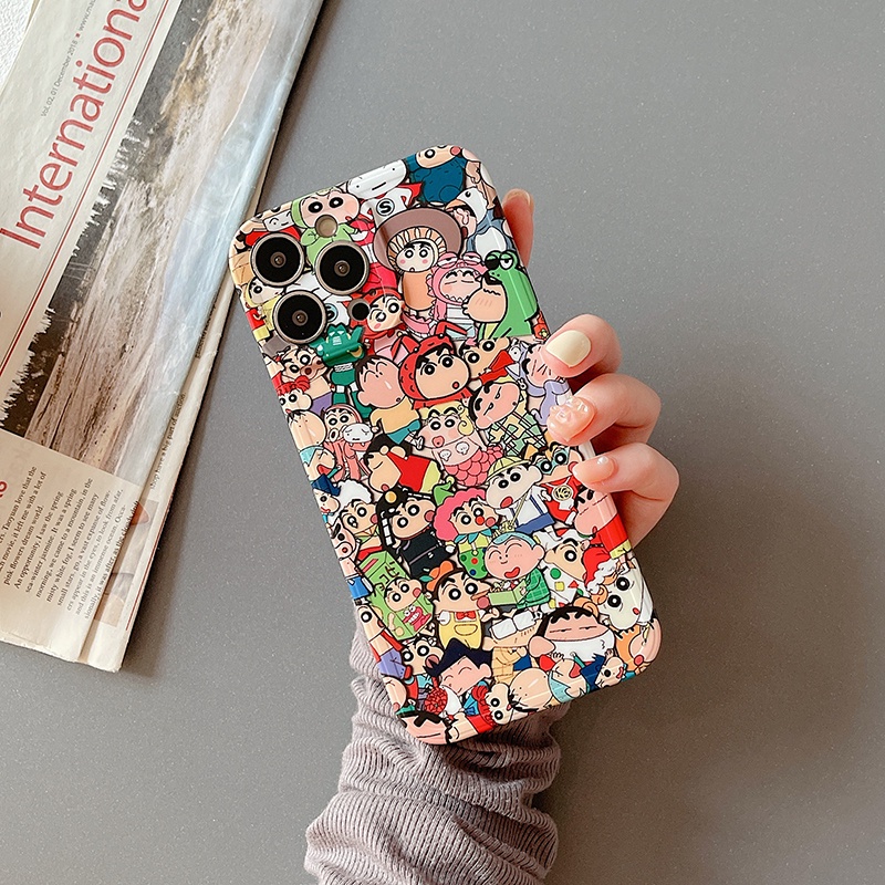 Ốp Điện Thoại Bề Mặt Nhám In Hình Cậu Bé Bút Chì Shin Chan Thời Trang Cho iPhone 7 8 Plus X XS XR 11 12 13 14 Pro Max Plus