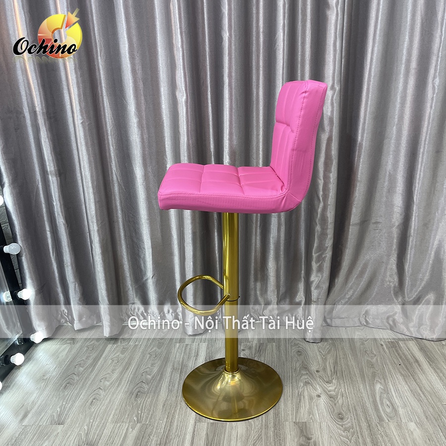 Ghế Chụp Hình, Ghế Makeup Chân Vàng K1 Sơn Tĩnh Điện Nhập Khẩu Bọc Da Sang Chảnh mẫu vịn tay inox ( Ảnh Thật Shop Chụp)