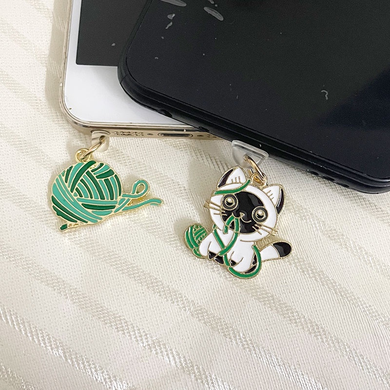 Nút Bịt Cổng Sạc type-c Hình Mèo Bằng Len Dễ Thương Chống Bụi Cho Điện Thoại Di Động Android