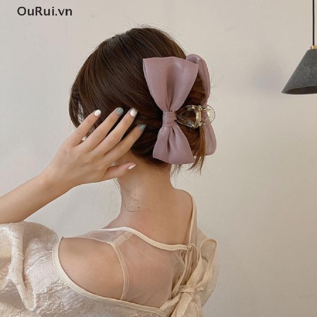 {RUI} Kẹp Tóc Nơ Lưới Thanh Lịch Phong Cách Hàn Quốc Cho Nữ {OuRui.vn}