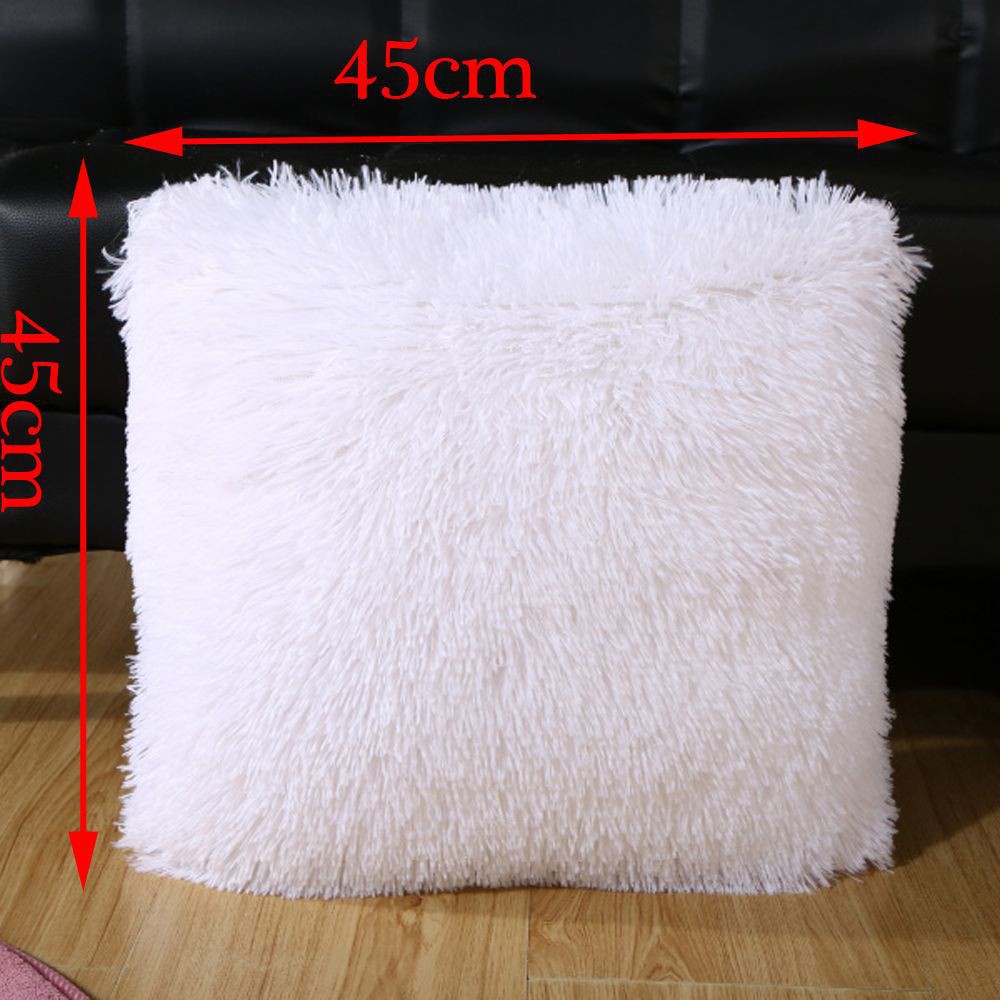 Vỏ gối vuông màu trơn lót lông mềm mại ấm áp kích thước 45cm*45cm