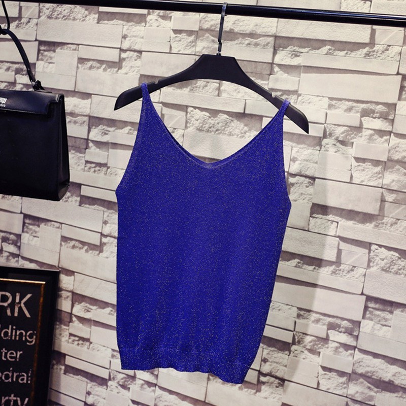 Áo dệt kim không tay cổ chữ V màu trơn cho nữ | BigBuy360 - bigbuy360.vn