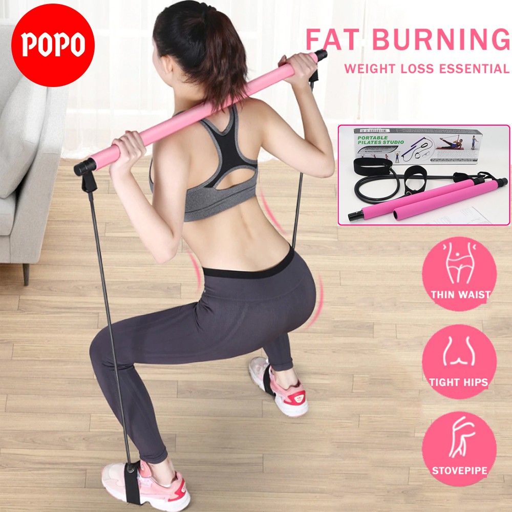Gậy Tập Pilates POPO YGW15 Có Dây Kháng Lực tập YOGA, Tay Lưng Ngực Mông Chân Đùi