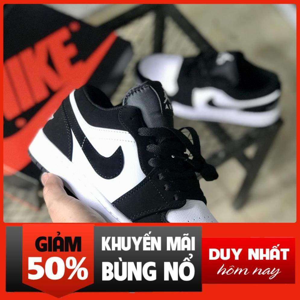 Giày Jordan 1, Giày Sneaker JD1 Panda Đen Trắng Cổ Thấp Full Size (36-43) tặng dây phụ Xịn