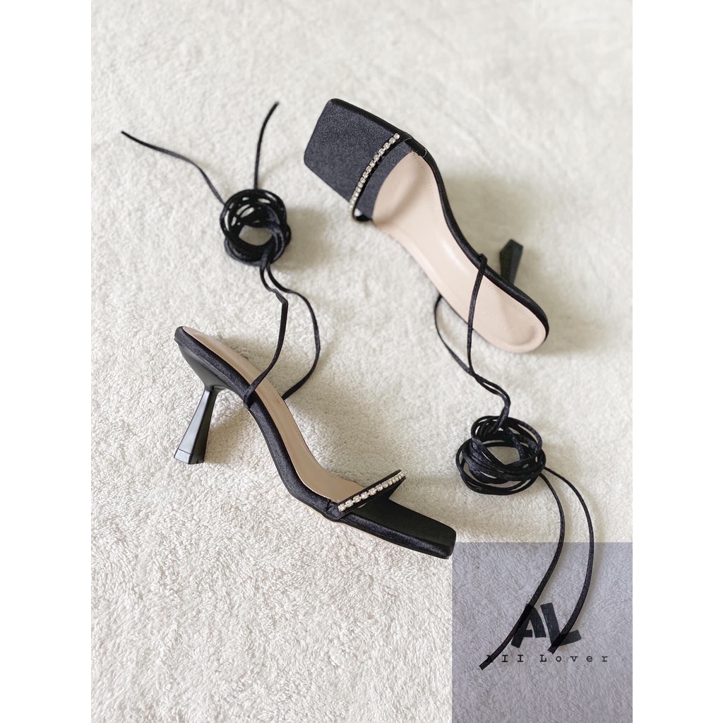 GIÀY CAO GÓT ALI LOVER - SANDAL NỮ QUAI NGANG MŨI VUÔNG - GIÀY DÂY MẢNH ĐÍNH ĐÁ - AG220521