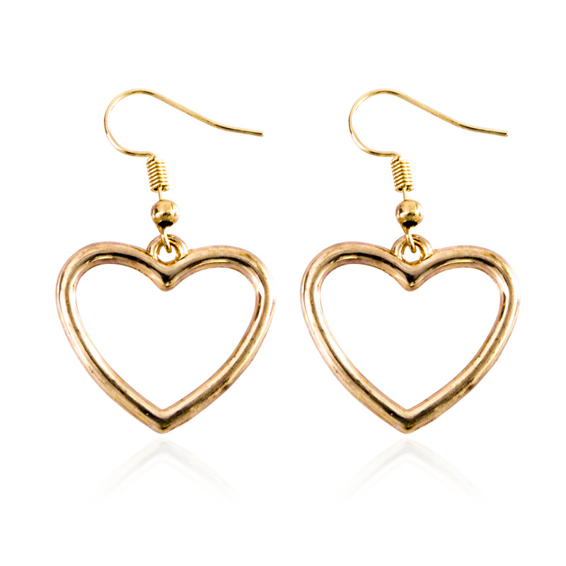 Hollow Lovely Heart Shaped Earrings Sweet Simple Earring for Student