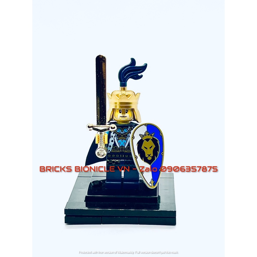 LEGO MINIFIGURES - ĐỒ CHƠI XẾP HÌNH LEGO NHÂN VẬT TRUNG CỔ - CASTLE BLUE LION KING - VUA SƯ TỬ XANH DƯƠNG