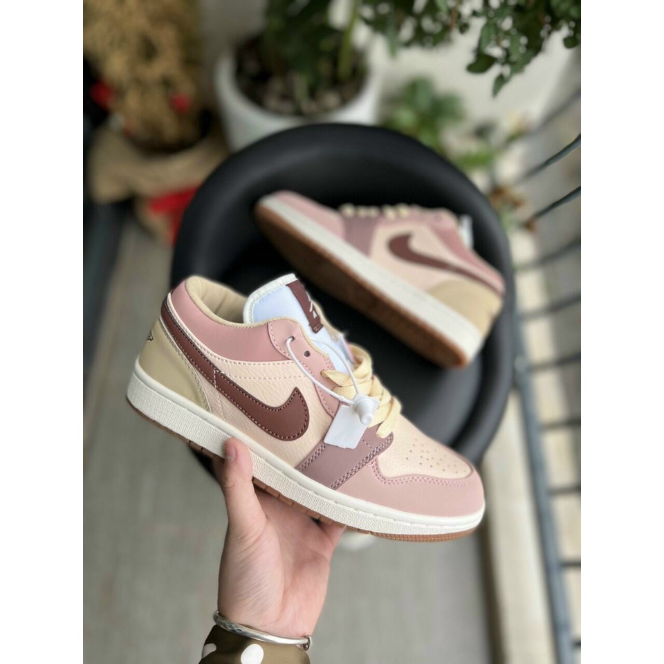 Giày  Thể thao Jordan Hồng đất cổ thấp , Giày jordan 1 nữ màu hồng tím trà sữa bản đẹp