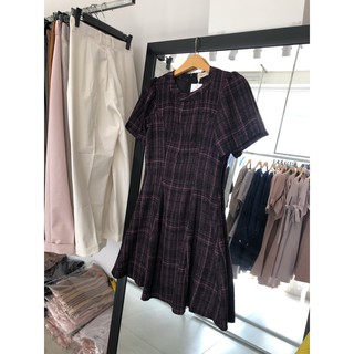 Đầm sọc caro đen hồng (S)