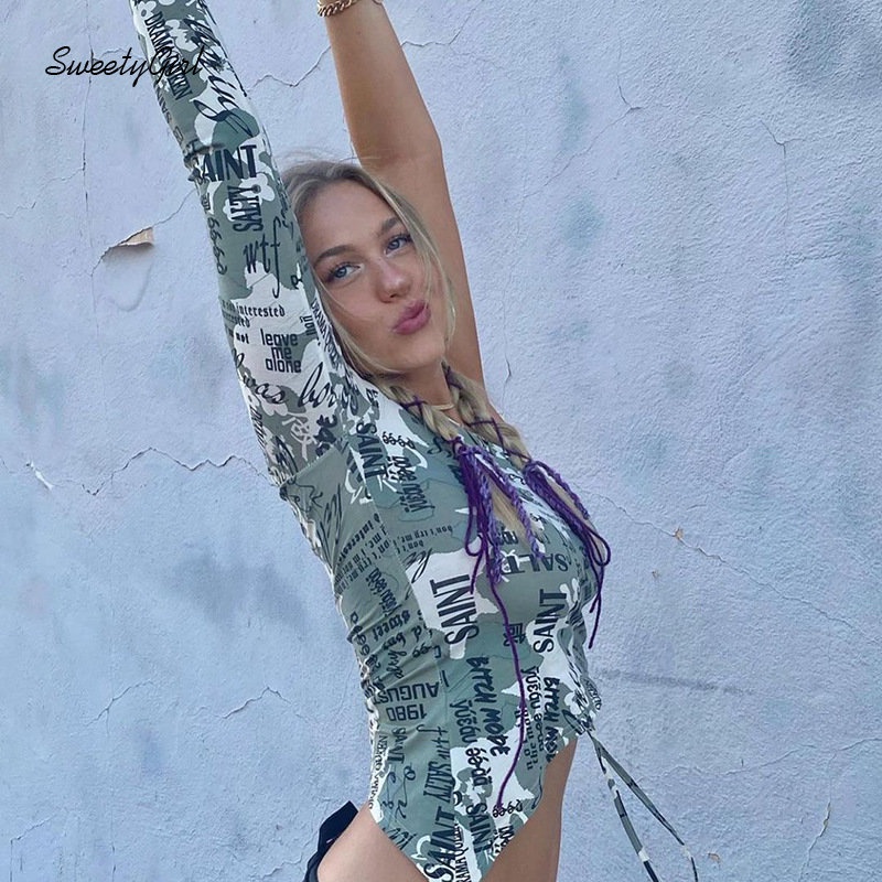 Áo Thun Dài Tay Ôm Dáng In Chữ Thời Trang 2022 Dành Cho Nữ