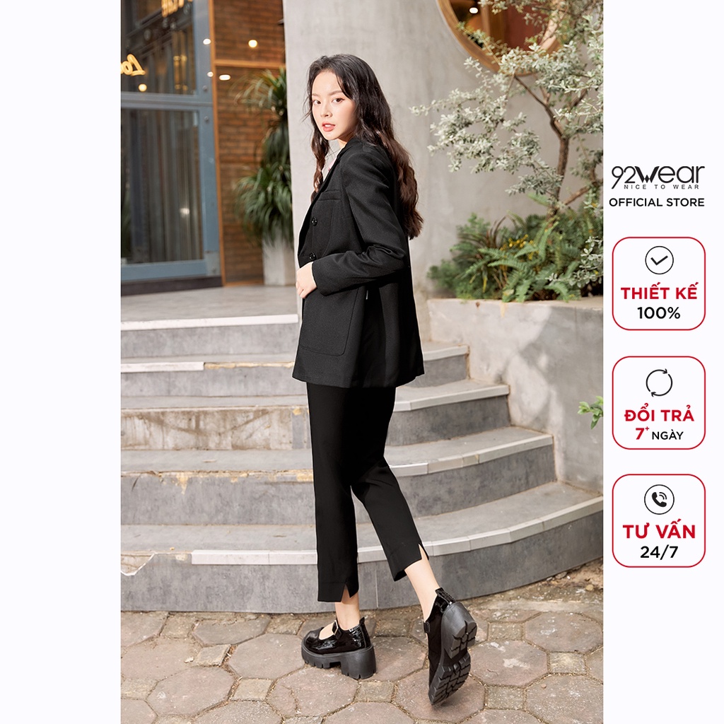 Áo vest nữ 92WEAR, thiết kế hàn quốc dài tay túi ốp hai hàng cúc thanh lịch, trẻ trung VDW1170 | BigBuy360 - bigbuy360.vn