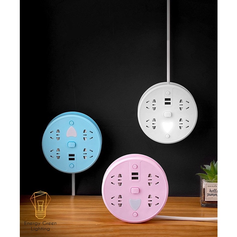 Ổ Cắm Điện Thông Minh Energy Green Lighting   OD-815 - Cuộn Dây Gọn Gàng - Tích Hợp Đèn Led - Dây Điện Dài 2m8